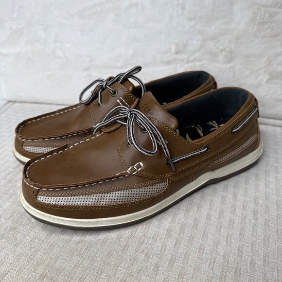 Island Surf Mens Boat Shoes Size 12 Brown Synthetic Leather USA - Picture 1 of 8